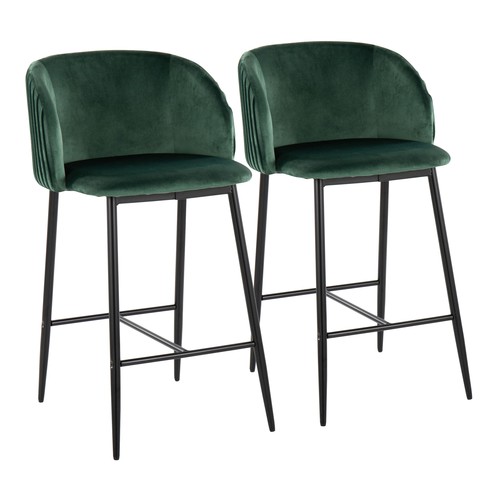 Fran Pleated Fixed-height Counter Stool - Set Of 2